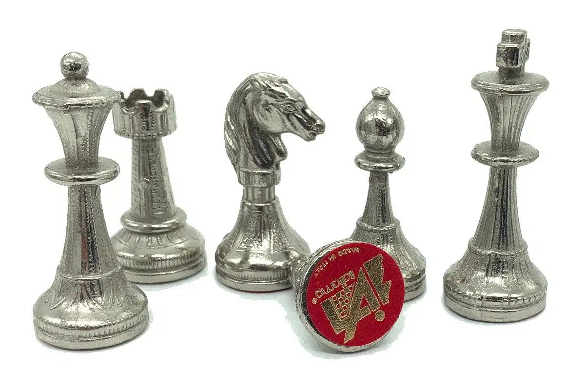 Jeu d'Echecs en Métal Plaqué Or et Argent Mignon Flower – Image 3