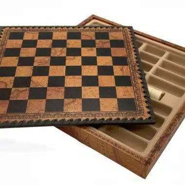 Ensemble Mignon Flower VI Echiquier avec Rangement et Jeu d'Echecs Métal Plaqué Or et Argent – Image 13
