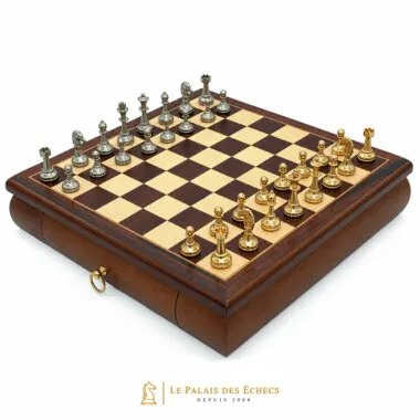 Ensemble complet Mignon Flower VII avec échiquier en érable et acajou et coffret