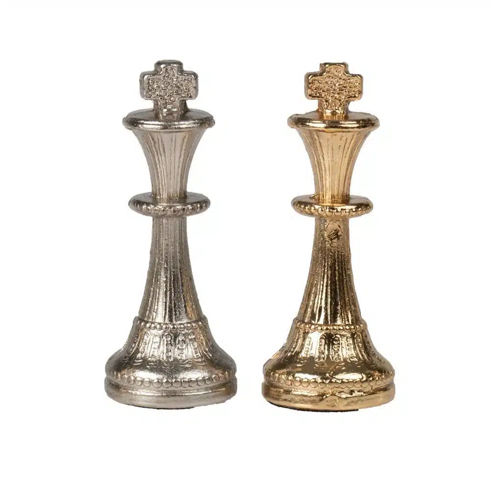 Jeu d'Echecs en Métal Plaqué Or et Argent Mignon Flower – Image 6