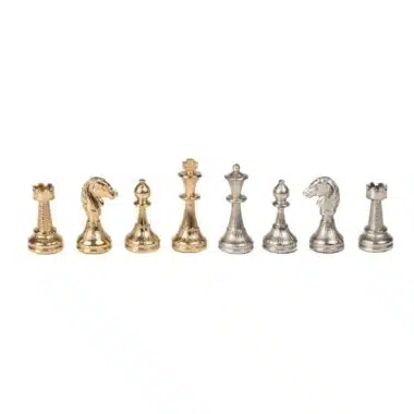 Jeu d'Echecs en Métal Plaqué Or et Argent Mignon Flower