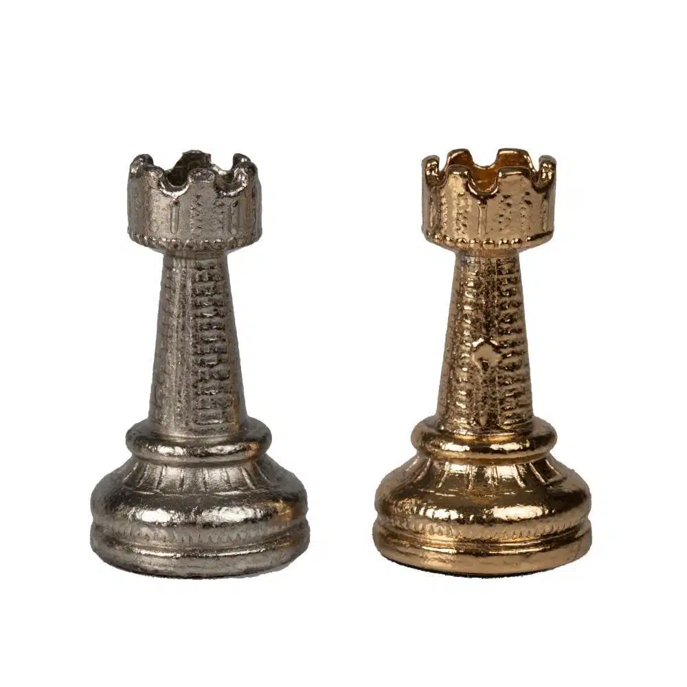 Ensemble Mignon Flower V Echiquier avec Rangement et Jeu d'Echecs Métal Plaqué Or et Argent – Image 11