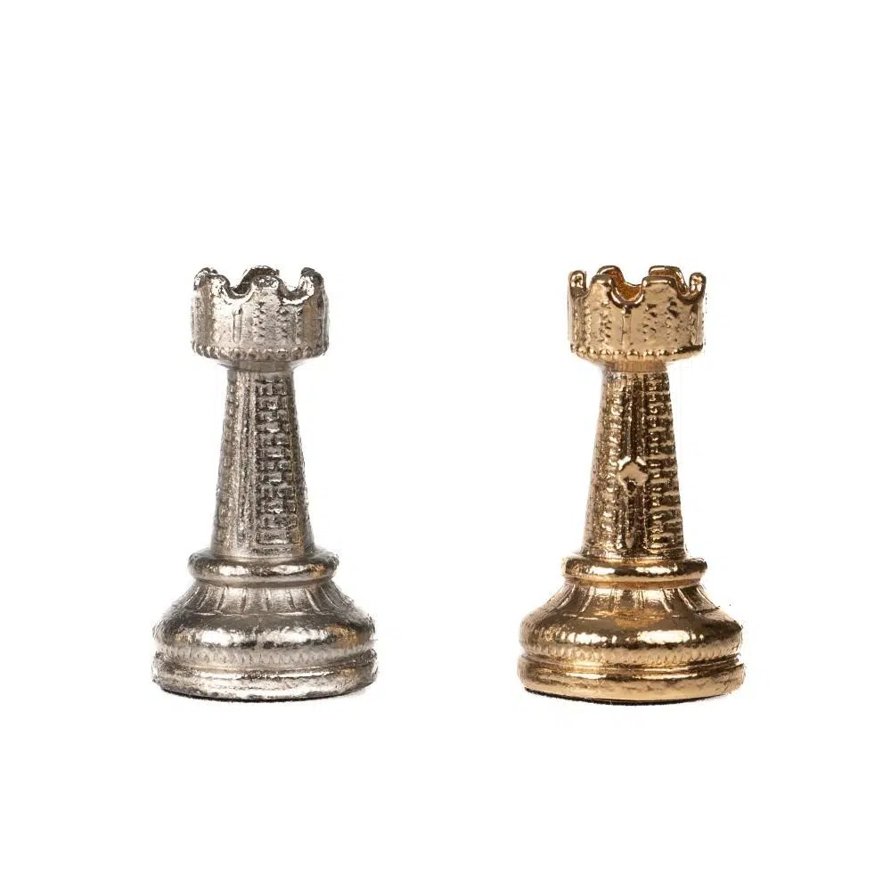 Jeu d'Echecs en Métal Plaqué Or et Argent Mignon Flower – Image 9