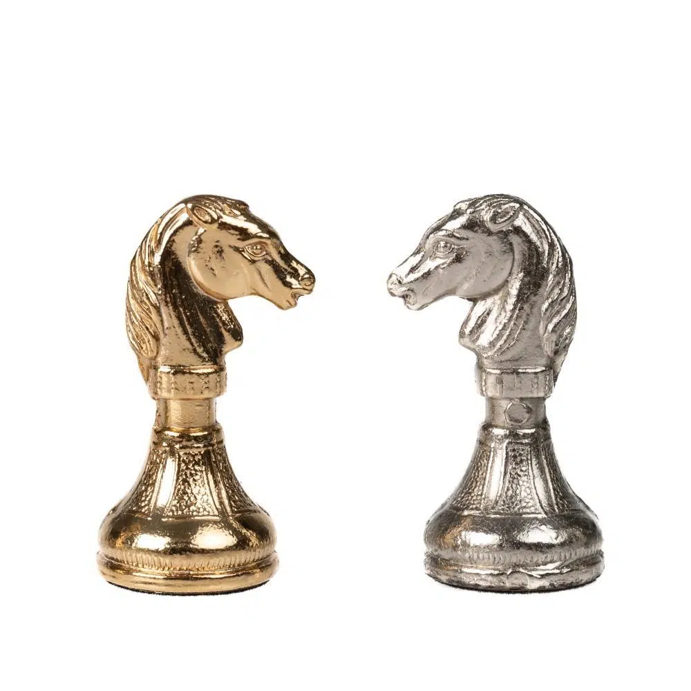 Ensemble Mignon Flower V Echiquier avec Rangement et Jeu d'Echecs Métal Plaqué Or et Argent – Image 12