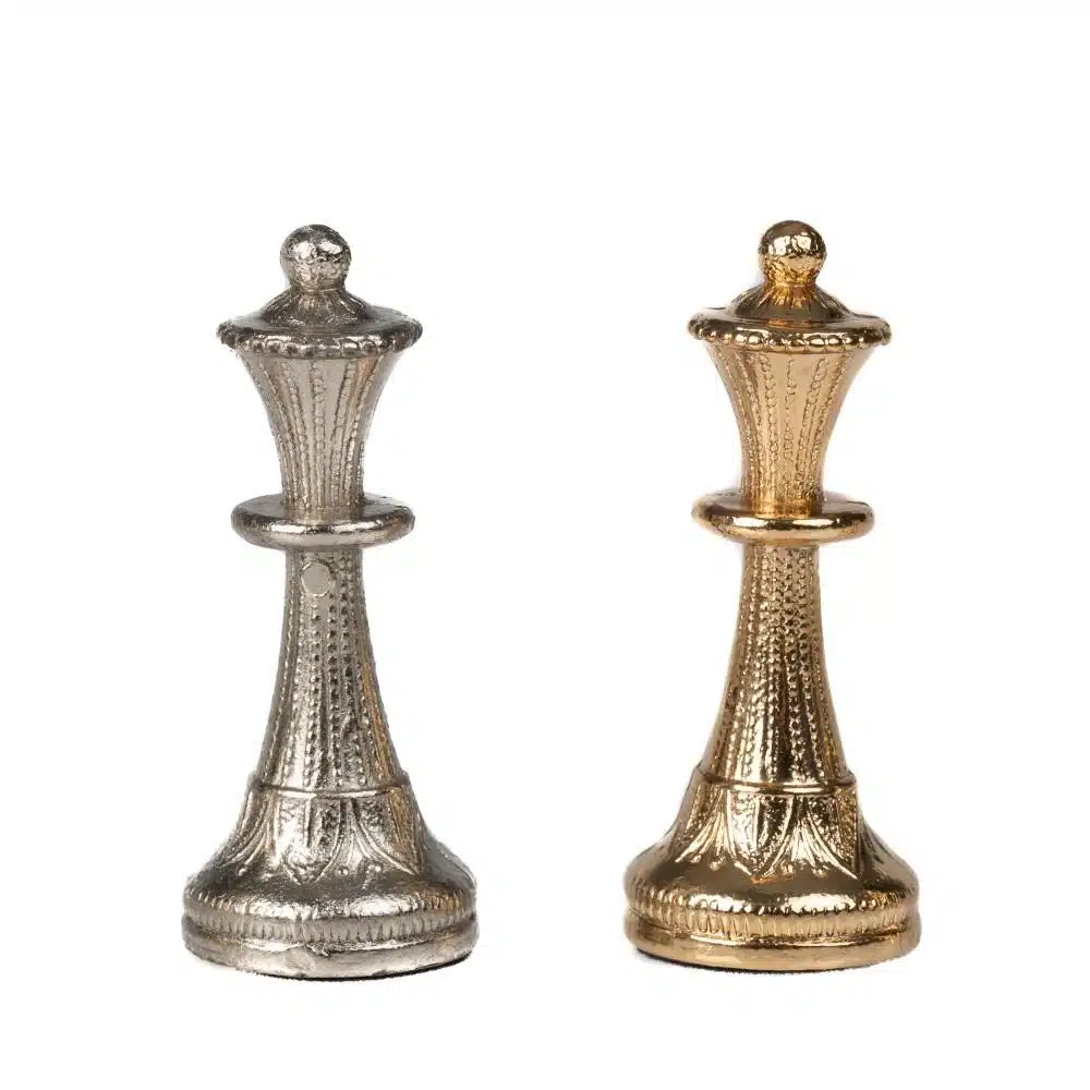 Jeu d'Echecs en Métal Plaqué Or et Argent Mignon Flower – Image 7