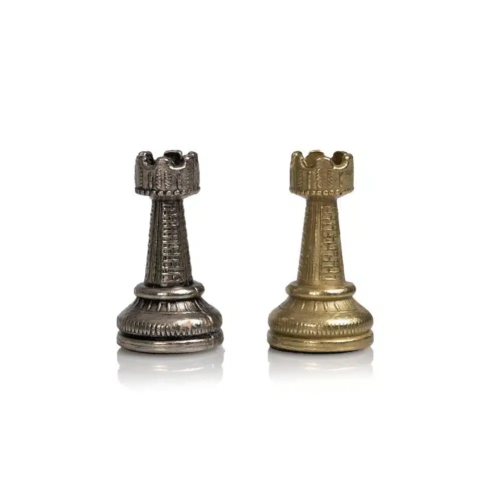Ensemble Mignon Flower Echiquier en Similicuir & Jeu d'Echecs en Métal – Image 14