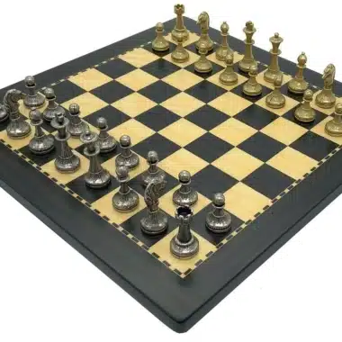Ensemble Mignon Flower X Echiquier en Bois et Jeu d'Echecs en Métal