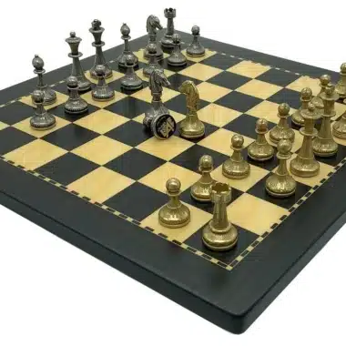 Ensemble Mignon Flower X Echiquier en Bois et Jeu d'Echecs en Métal – Image 2