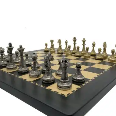 Ensemble Mignon Flower X Echiquier en Bois et Jeu d'Echecs en Métal – Image 5