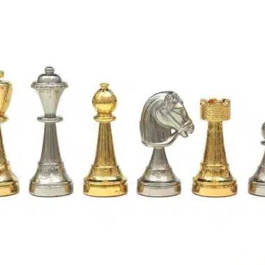 Ensemble Classic Flower 1 Echiquier et Jeu d'Echecs en Métal Plaqué Or et Argent – Image 7