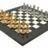 Ensemble Classic Flower 4 Echiquier en Bois d'Erable et de Bruyère et Jeu d'Echecs en Métal Plaqué Or et Argent