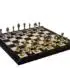 Ensemble Staunton Mix VIII Echiquier en Cuir et Jeu d'Echecs en Métal