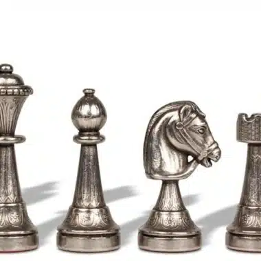 Ensemble Staunton Mix VI Echiquier Brun avec Rangement et Jeu d'Echecs en Métal – Image 7