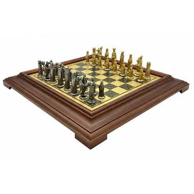 Ensemble Médiéval VI complet sur échiquier en bois à pied