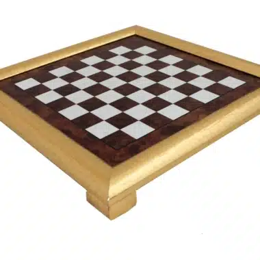 Echiquier Bois d'Or En Bois d'Orme et de Bruyère avec Bordure Doré