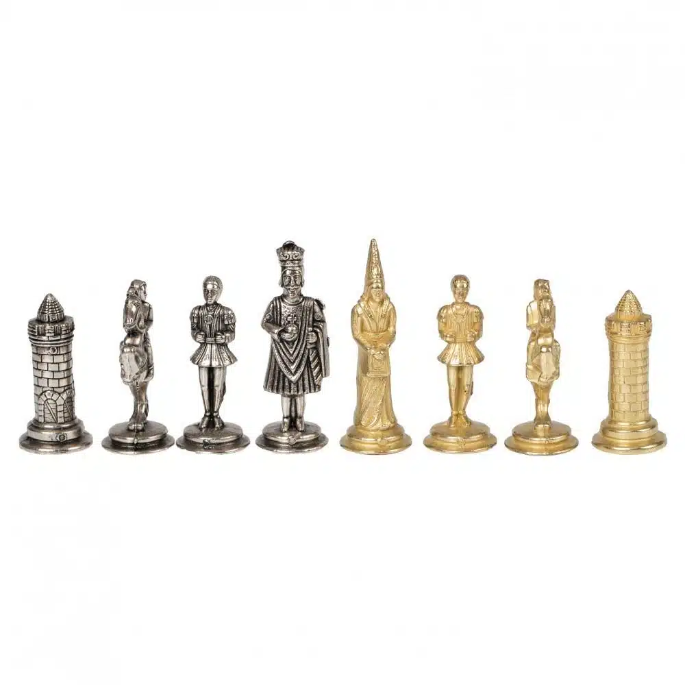 Ensemble Camelot Roi Arthur XIII Echiquier avec Rangement et Jeu d'Echecs en Métal – Image 9
