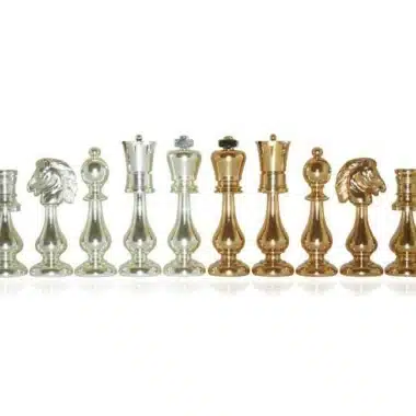 Jeu d'Echecs en Laiton Massif Plaqué Or et Argent "Large Oriental"