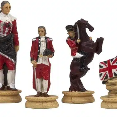 Ensemble Révolution Americaine Echiquier en Similicuir avec Compartiment de Rangement & Jeu d'Echecs en Etain – Image 4