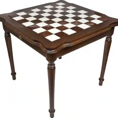 Table Luxe III en Bois Massif Plateau en Albâtre de Toscane et Marbre de Carrare