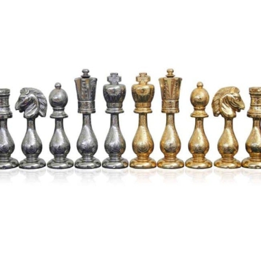 Jeu d'Echecs en Métal Plaqué Or et Argent 