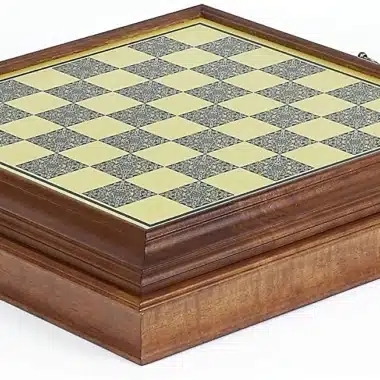Echiquier en Bois et Effet Laiton avec Compartiment de Rangement