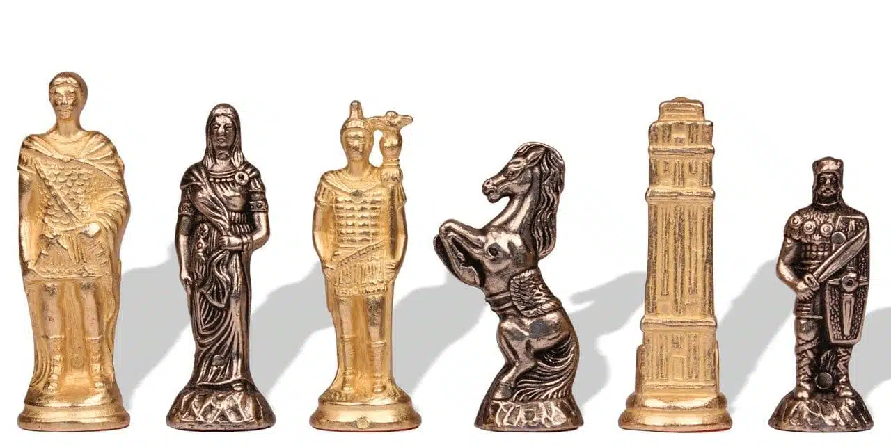 Ensemble Romains vs Barbares VII Echiquier en Similicuir avec Rangement et Figurines en Métal – Image 4