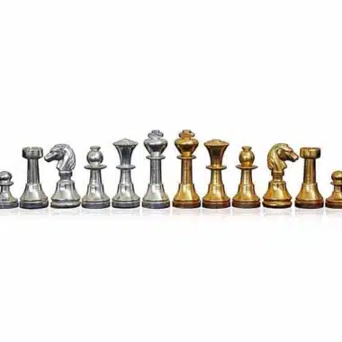 Jeu d'Echecs en Laiton Massif Plaqué Or et Argent "Mignon"