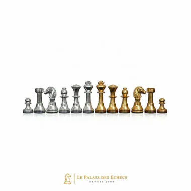 Jeu d'Echecs en Laiton Massif Plaqué Or et Argent "Mignon"