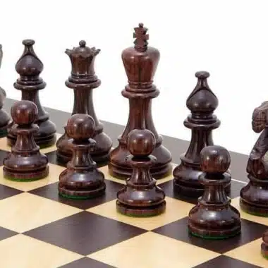 Ensemble "Atlantic" Echiquier en Wenge et Jeu d'échecs en Bois de Rose Doré