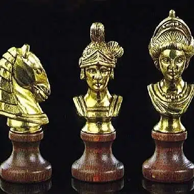 Jeu d'Echecs "Buste Romain" en Bois et Métal