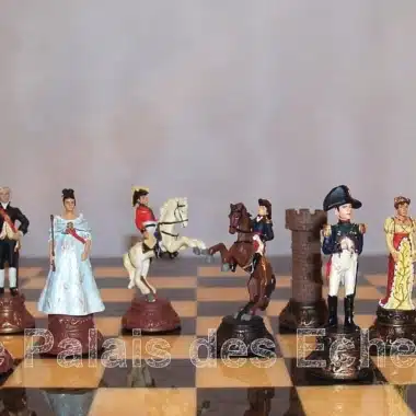 Jeu d'Echecs en Etain Peint à la Main "Napoléon Waterloo"