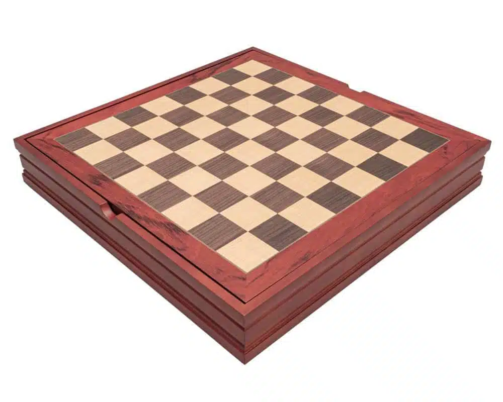 Echiquier en Bois de Noyer et Erable avec Compartiment de Rangement