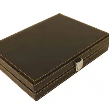 Alternative view of Backgammon en Similicuir Brun Italien de Voyage Pliant et Magnétique