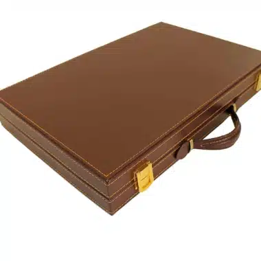 Alternative view of Backgammon en Similicuir Brun Italien de Voyage Pliant et Magnétique
