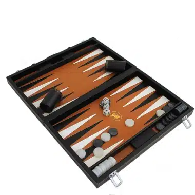Backgammon Elegant en Similicuir Italien de Voyage Pliant et Magnétique