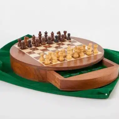 Alternative view of Ensemble Magnétique de Voyage Rond avec Tiroir de Rangement en Bois