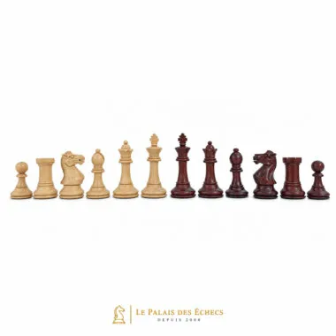 Pièces d'échecs Staunton professionnel en racine de palissandre, rois et fous alignés