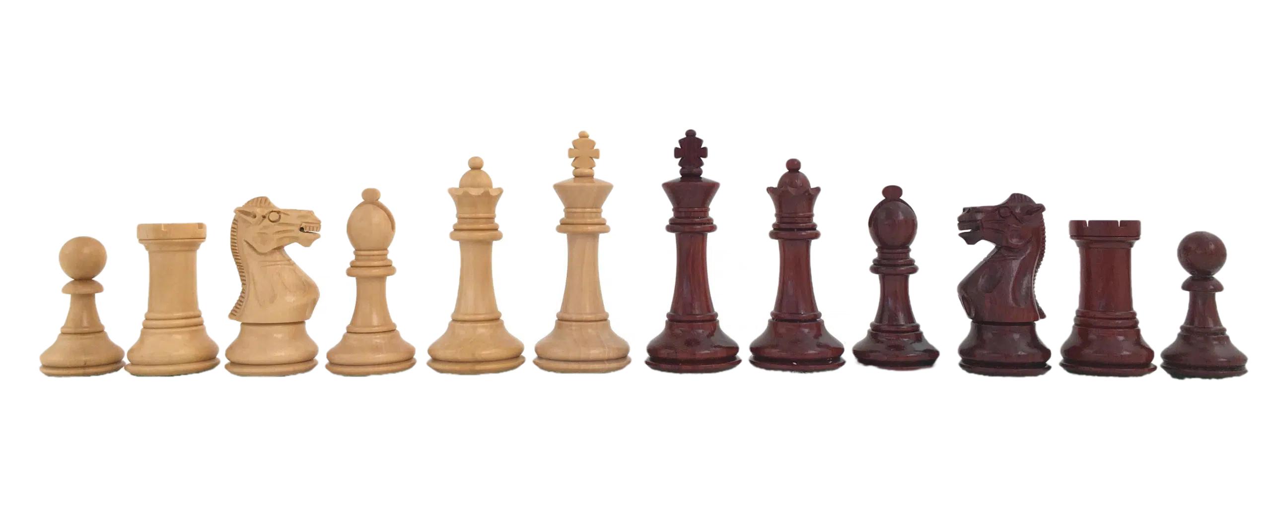 Ensemble Staunton Pro Echiquier en Bois de Rose Doré et d'Erable & Jeu d'Echecs en Racine de Palissandre (Bois de Rose Sang) – Image 2