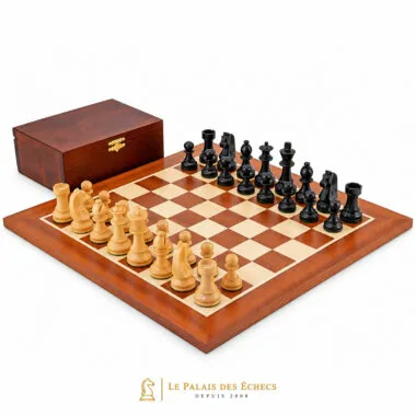 Ensemble Championship II avec échiquier acajou et érable, pièces buis ébonisé et coffret