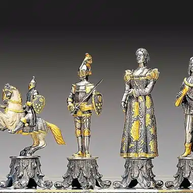Pièces Medicis vs Pazzi en bronze et or 24 carats, cavalier, fantassin et dames