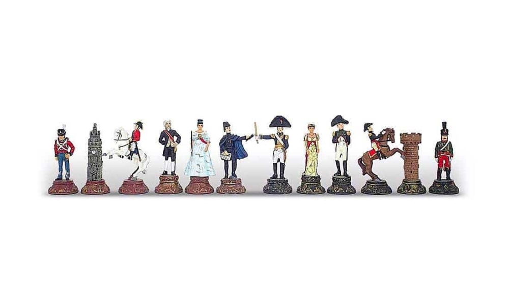 Jeu d'Echecs en Etain Peint à la Main "Napoléon Waterloo"
