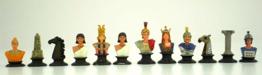 Jeu d'Echecs en Etain Peint à la Main "Bustes Romains vs Egyptiens"