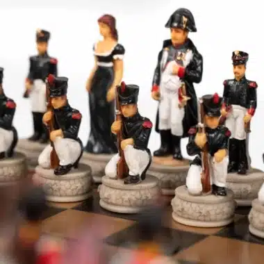Ensemble Bataille de Waterloo III, détail des pièces françaises en noir et blanc
