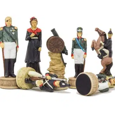 Pièces peintes de la Campagne de Russie, soldats, canon et cavalier