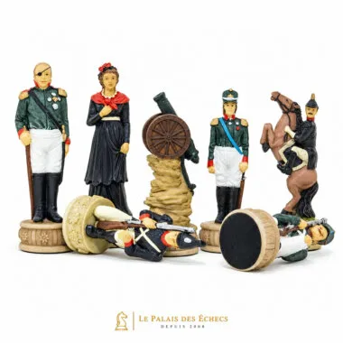 Pièces peintes de la Campagne de Russie, soldats, canon et cavalier