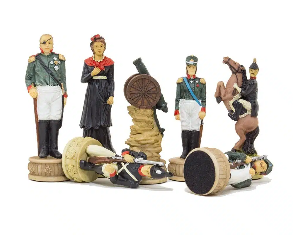 Pièces peintes de la Campagne de Russie, soldats, canon et cavalier
