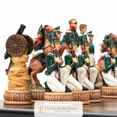 Détail des pièces en résine, canon et cavalier à cheval peints à la main