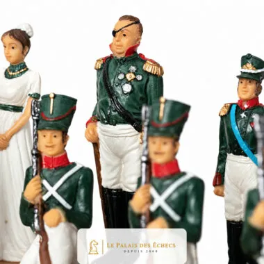 Détail du roi officier à cachemire et des soldats pièces en arrière-plan