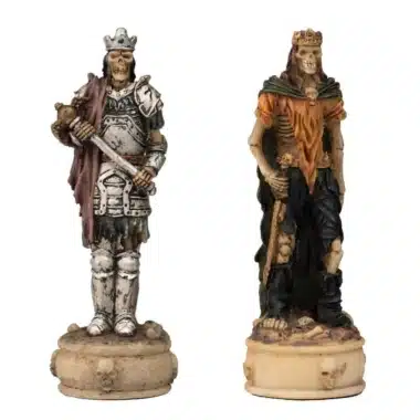 Rois squelettes en armure, pièces d'échecs en résine peintes à la main
