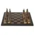 Ensemble Mort-Vivant Echiquier en Similicuir Noir et Jeu d'Echecs en Résine Peint à la Main